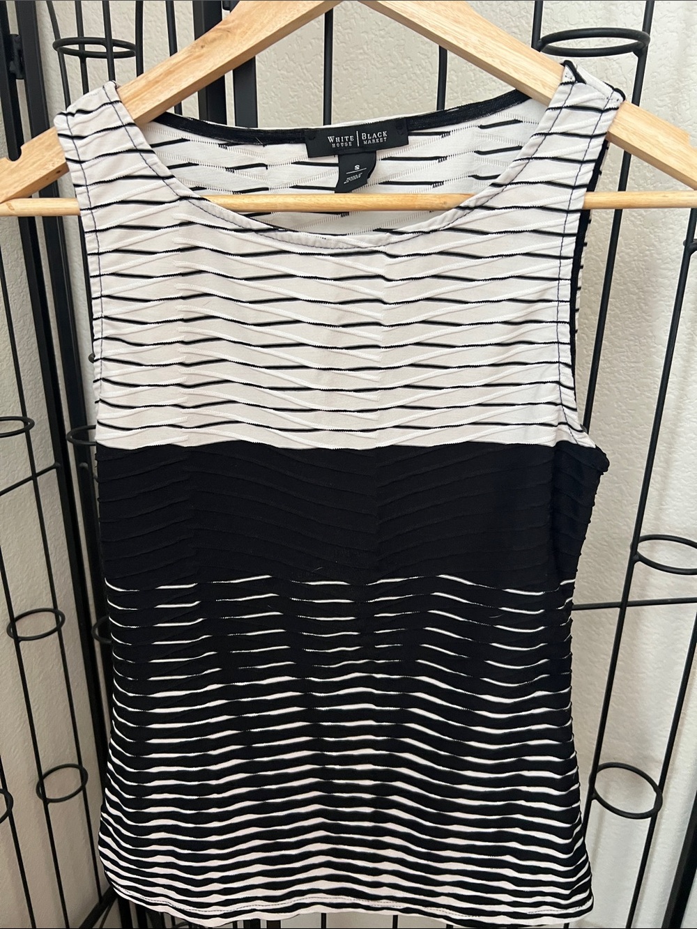 White House Black Market Black & White Striped Sleeveless Tank